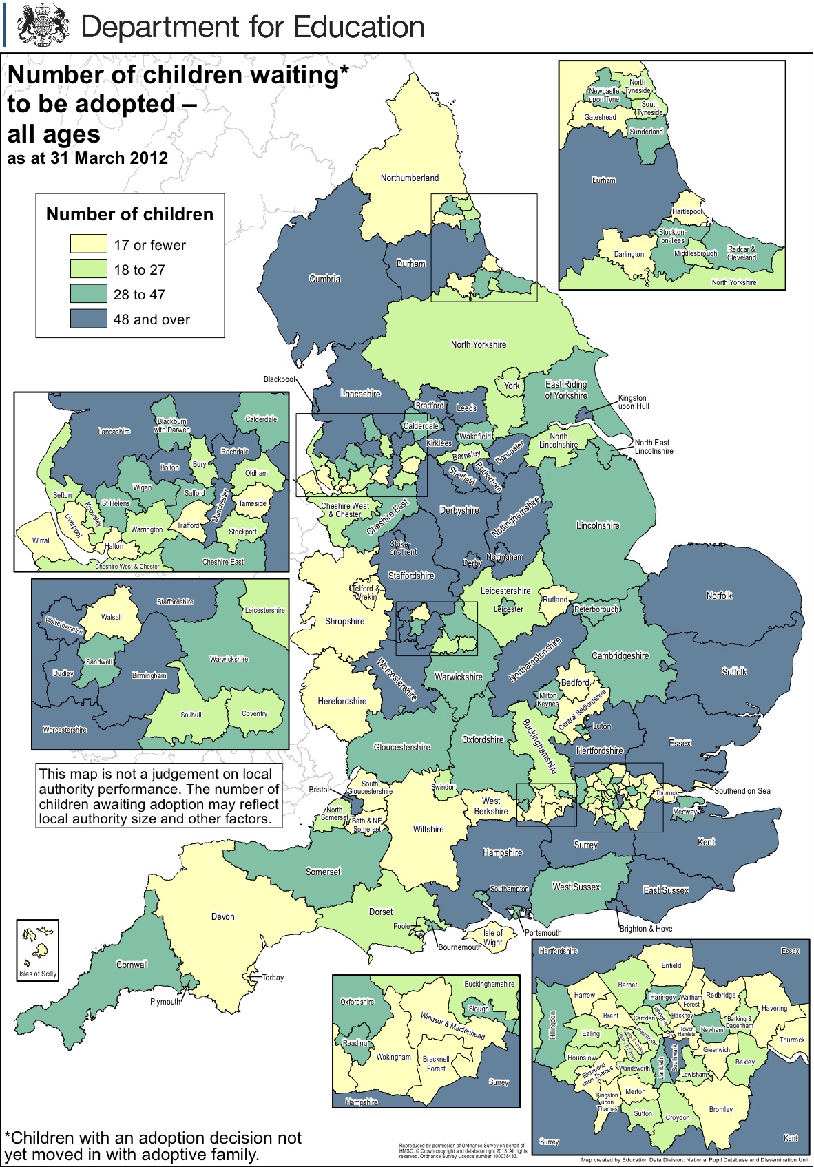 Department of Education number of children waiting for adoption